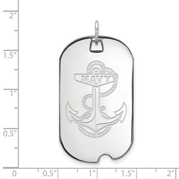 Sterling Silver Rhodium-plated LogoArt US Naval Academy Anchor Large Dog Tag Pendant — alternate view
