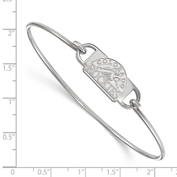 Sterling Silver Rhodium Plated Major League Baseball LogoArt Colorado Rockies Leather Bracelet — alternate view