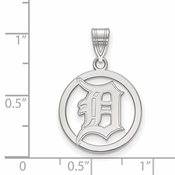 Sterling Silver Rhodium Plated Major League Baseball LogoArt Detroit Tigers D in Circle Pendant — alternate view