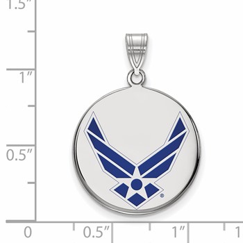 Sterling Silver Rhodium-plated LogoArt U.S. Air Force Large Enameled Disc Pendant — alternate view