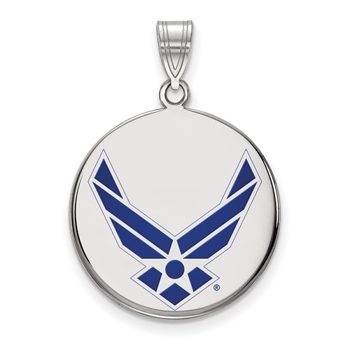 Sterling Silver Rhod-pltd LogoArt U.S. Air Force Lg Enamel Disc Pendant