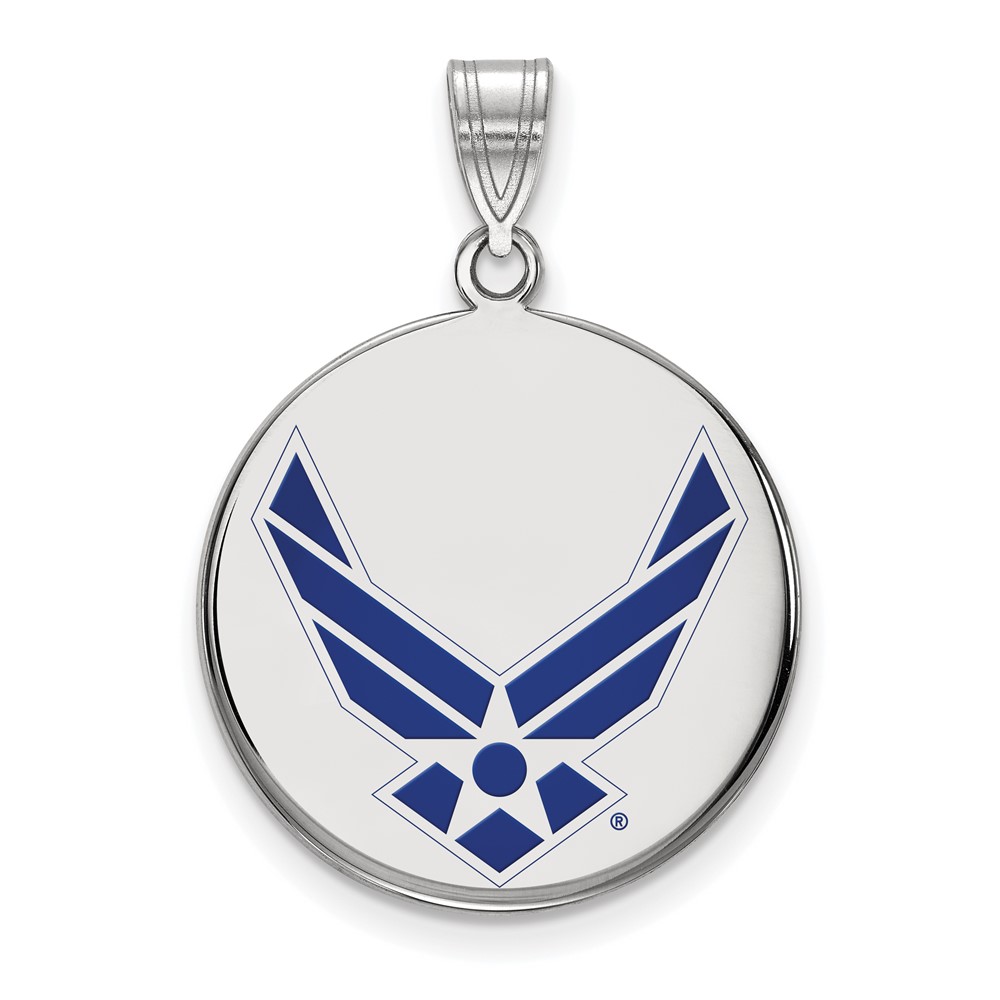 Sterling Silver Rhod-pltd LogoArt U.S. Air Force Lg Enamel Disc Pendant