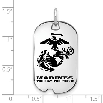 Sterling Silver Rh-Plat U.S. Marine Corps Epoxied Small Dog Tag — alternate view