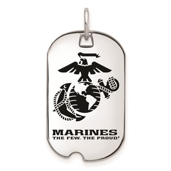 Sterling Silver Rh-Plat U.S. Marine Corps Epoxied Small Dog Tag