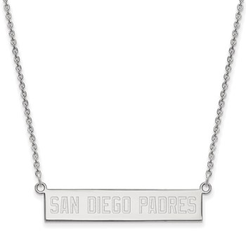 Sterling Silver Rhodium Plated Major League Baseball LogoArt San Diego Padres Bar Necklace