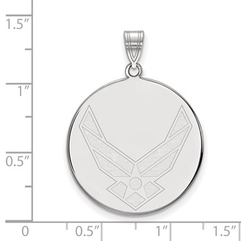 Sterling Silver Rhodium-plated LogoArt U.S. Air Force Extra Large Disc Pendant — alternate view