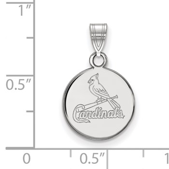 14k White Gold Major League Baseball LogoArt St. Louis Cardinals Small Disc Pendant — alternate view