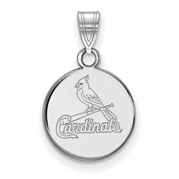 14k White Gold Major League Baseball LogoArt St. Louis Cardinals Small Disc Pendant