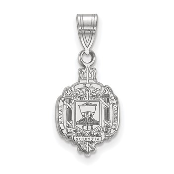 Sterling Silver Rhodium-plated LogoArt US Naval Academy Medium Crest Pendant