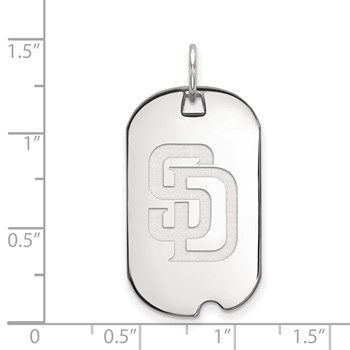 Sterling Silver Rhodium Plated Major League Baseball LogoArt San Diego Padres Dog Tag Pendant — alternate view