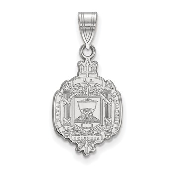 Sterling Silver Rhodium-plated LogoArt US Naval Academy Large Crest Pendant