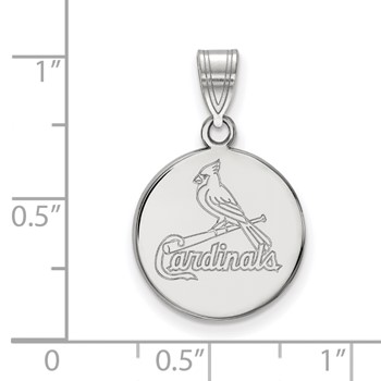 14k White Gold Major League Baseball LogoArt St. Louis Cardinals Medium Disc Pendant — alternate view