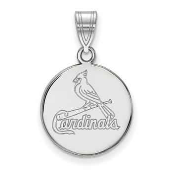 14k White Gold Major League Baseball LogoArt St. Louis Cardinals Medium Disc Pendant