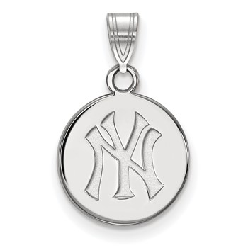 14k White Gold Major League Baseball LogoArt New York Yankees N-Y Small Disc Pendant