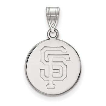 14k White Gold Major League Baseball LogoArt San Francisco Giants Letters S-F Medium Pendant