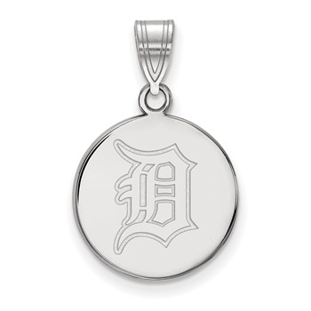 10k White Gold Major League Baseball LogoArt Detroit Tigers Medium Disc Pendant