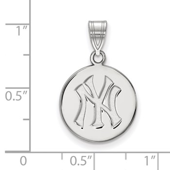 14k White Gold Major League Baseball LogoArt New York Yankees N-Y Medium Disc Pendant — alternate view