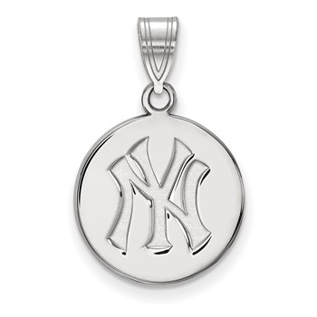 14k White Gold Major League Baseball LogoArt New York Yankees N-Y Medium Disc Pendant