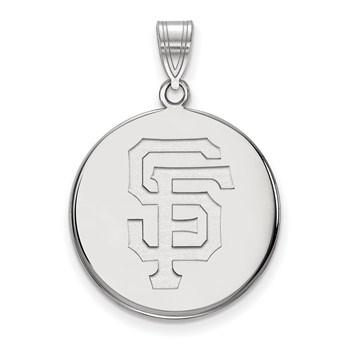 14k White Gold Major League Baseball LogoArt San Francisco Giants Letters S-F Large Pendant