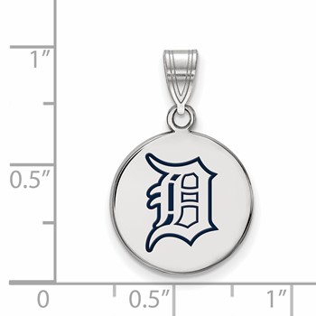 Sterling Silver Rhodium Plated Major League Baseball LogoArt Detroit Tigers Enamel Pendant — alternate view