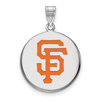 Sterling Silver Rhodium Plated Major League Baseball LogoArt San Francisco Giants Enamel Pendant
