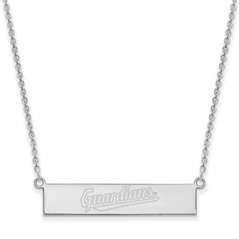 Sterling Silver Rhodium Plated Major League Baseball LogoArt Cleveland Guardians Bar Necklace