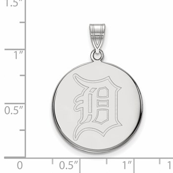 14k White Gold Major League Baseball LogoArt Detroit Tigers Large Disc Pendant — alternate view