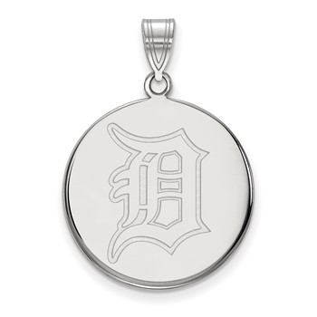 14k White Gold Major League Baseball LogoArt Detroit Tigers Large Disc Pendant