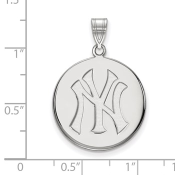 14k White Gold Major League Baseball LogoArt New York Yankees N-Y Large Disc Pendant — alternate view