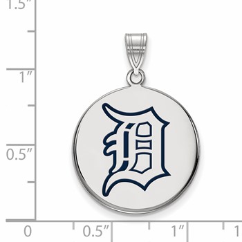 Sterling Silver Rhodium Plated Major League Baseball LogoArt Detroit Tigers Enameled Pendant — alternate view