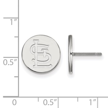 Sterling Silver Rhodium Plated Major League Baseball LogoArt St. Louis Cardinals Disc Earrings — alternate view