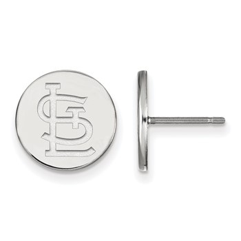 Sterling Silver Rhodium Plated Major League Baseball LogoArt St. Louis Cardinals Disc Earrings