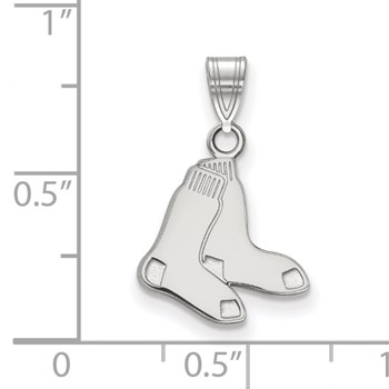 Sterling Silver Rhodium Plated Major League Baseball LogoArt Boston Red Sox Small Socks Pendant — alternate view