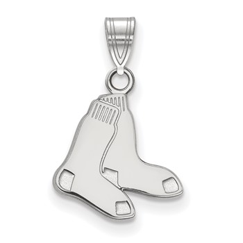 Sterling Silver Rhodium Plated Major League Baseball LogoArt Boston Red Sox Small Socks Pendant
