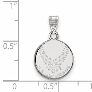 Sterling Silver Rhodium-plated LogoArt U.S. Air Force Small Disc Pendant — alternate view