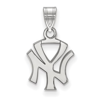 14k White Gold Major League Baseball LogoArt New York Yankees N-Y Small Pendant