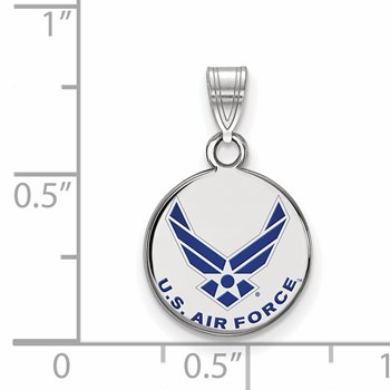 Sterling Silver Rhodium-plated LogoArt U.S. Air Force Small Enameled Disc Pendant — alternate view