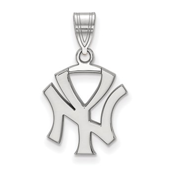 10k White Gold Major League Baseball LogoArt New York Yankees N-Y Medium Pendant