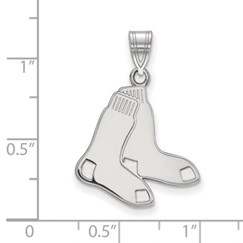 14k White Gold Major League Baseball LogoArt Boston Red Sox Large Pair of Socks Pendant — alternate view
