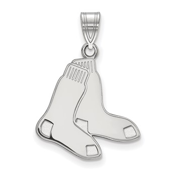 14k White Gold Major League Baseball LogoArt Boston Red Sox Large Pair of Socks Pendant
