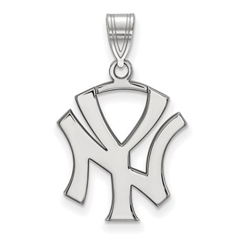 10k White Gold Major League Baseball LogoArt New York Yankees N-Y Large Pendant