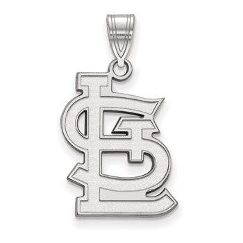 10k White Gold Major League Baseball LogoArt St. Louis Cardinals St. L Large Pendant