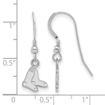 Sterling Silver Rhodium Plated Major League Baseball LogoArt Boston Red Sox Dangle Earrings — alternate view