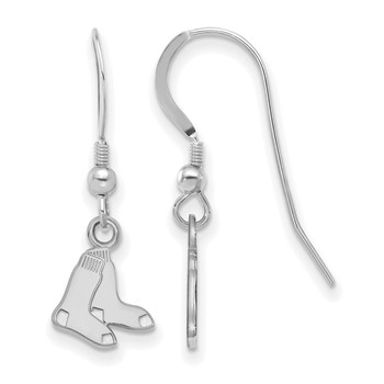 Sterling Silver Rhodium Plated Major League Baseball LogoArt Boston Red Sox Dangle Earrings