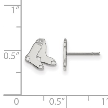 14k White Gold Major League Baseball LogoArt Boston Red Sox Socks Extra Small Post Earrings — alternate view