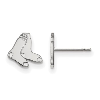 14k White Gold Major League Baseball LogoArt Boston Red Sox Socks Extra Small Post Earrings