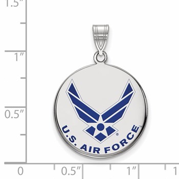 Sterling Silver Rhodium-plated LogoArt U.S. Air Force Large Enameled Disc Pendant — alternate view