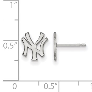 14k White Gold Major League Baseball LogoArt New York Yankees N-Y Extra Small Post Earrings — alternate view