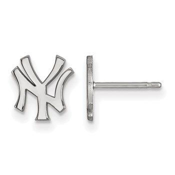 14k White Gold Major League Baseball LogoArt New York Yankees N-Y Extra Small Post Earrings
