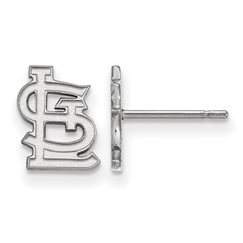 10k White Gold Major League Baseball LogoArt St. Louis Cardinals St. L Extra Small Post Earrings